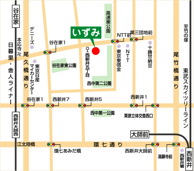 病院周辺マップとバス停